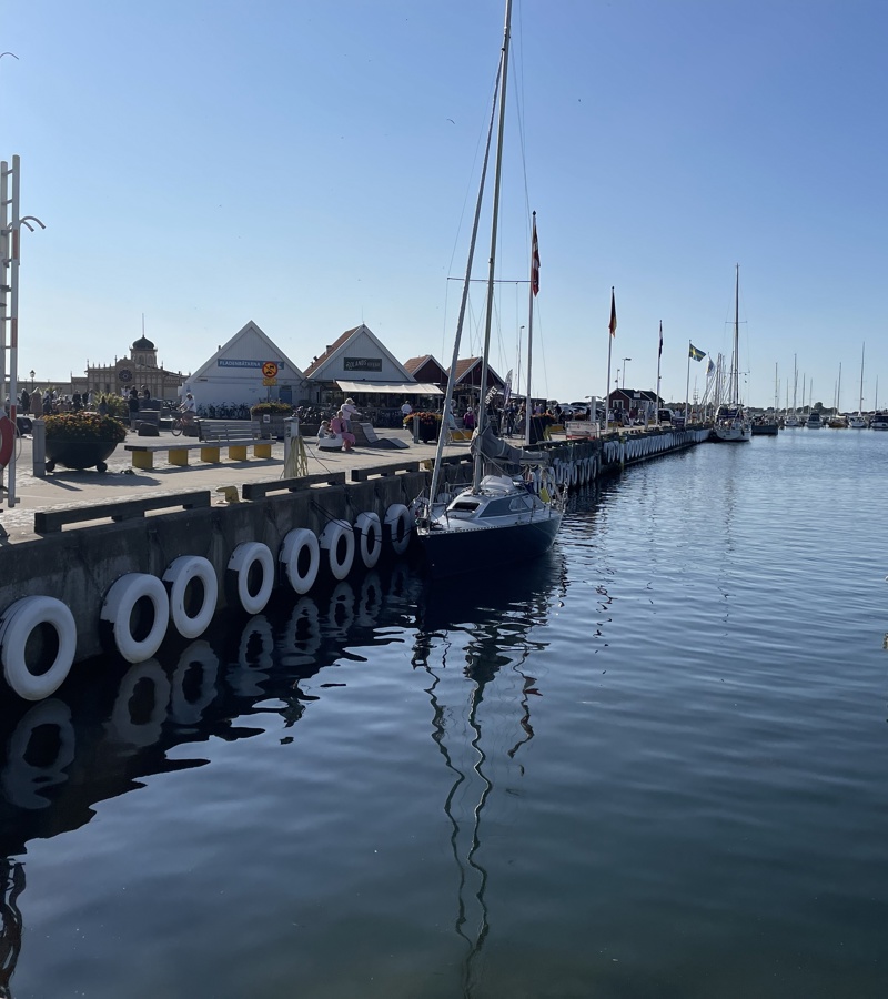 Varberg harbour boats and sea