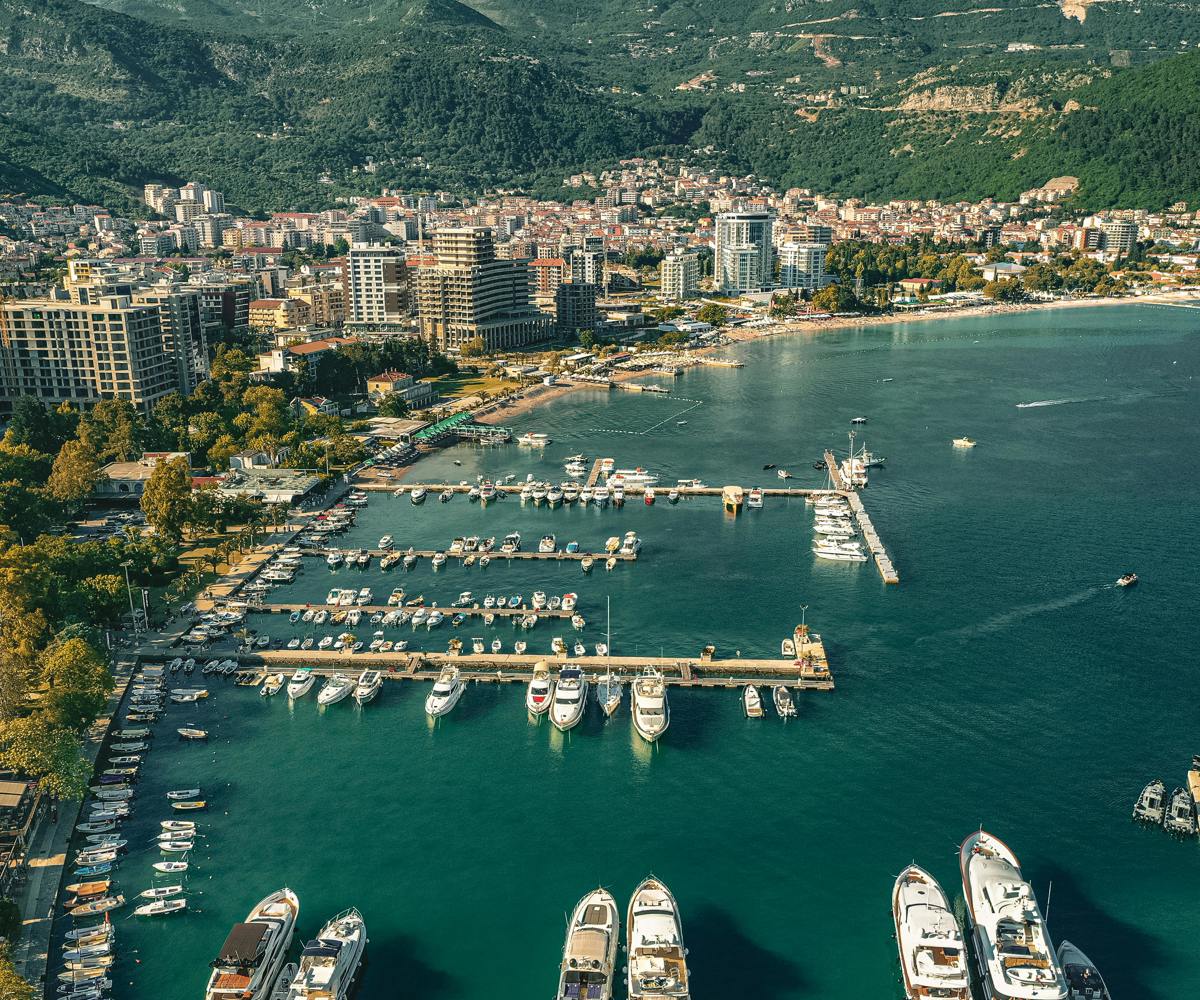 Budva Viewpoint panoramic view over Old Town and Adriatic coastline