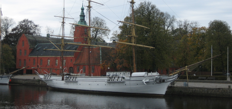 Halmstad harbor with the iconic Najaden in the background