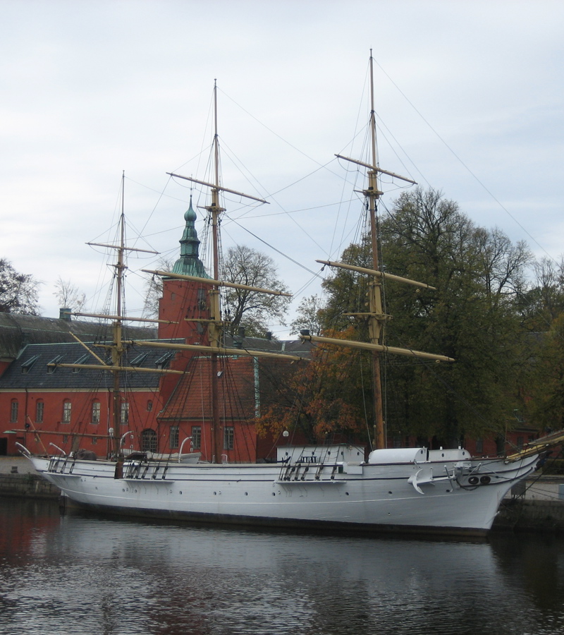 Halmstad harbor with the iconic Najaden in the background
