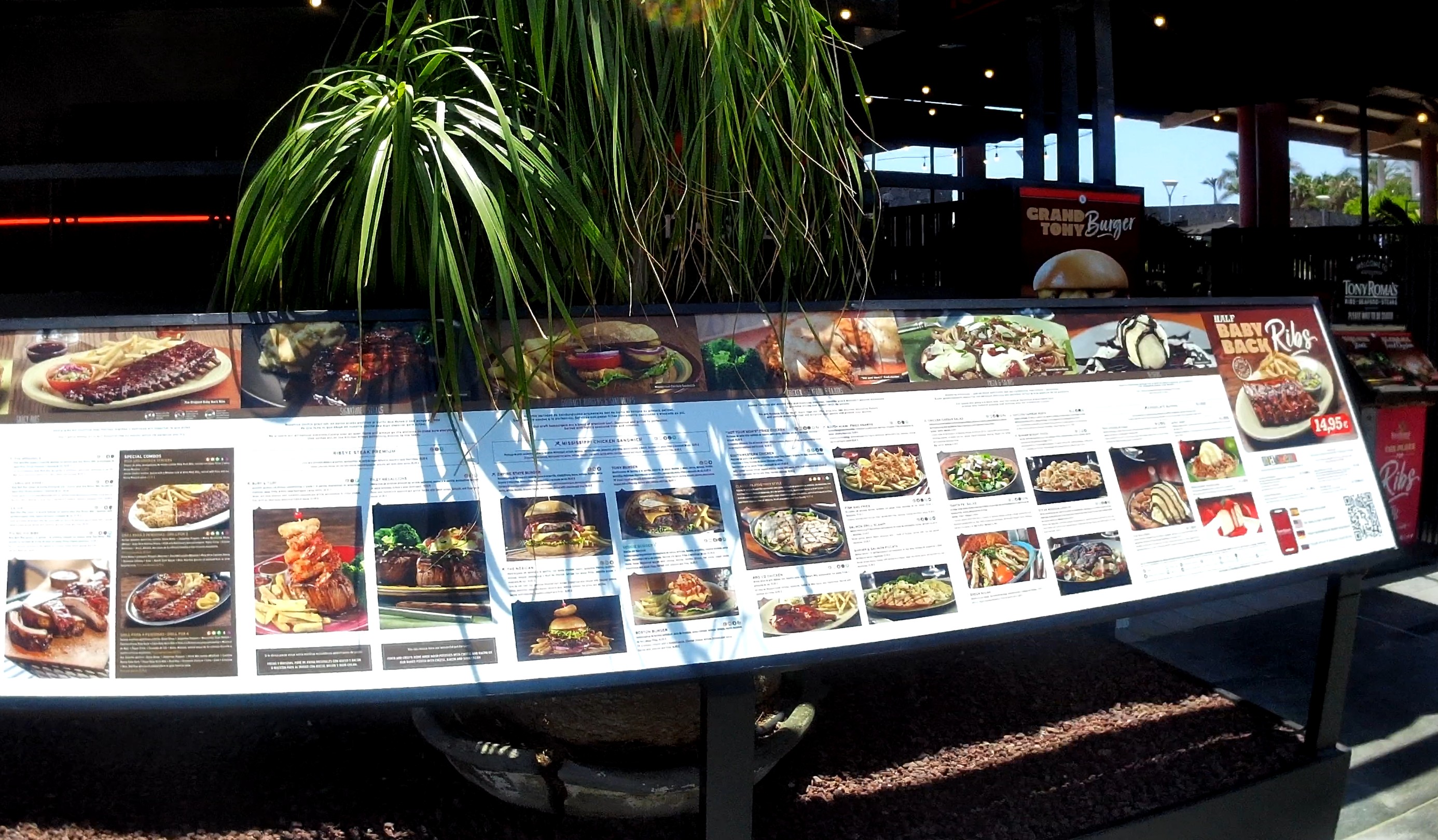 Tony romas menu - Nice food